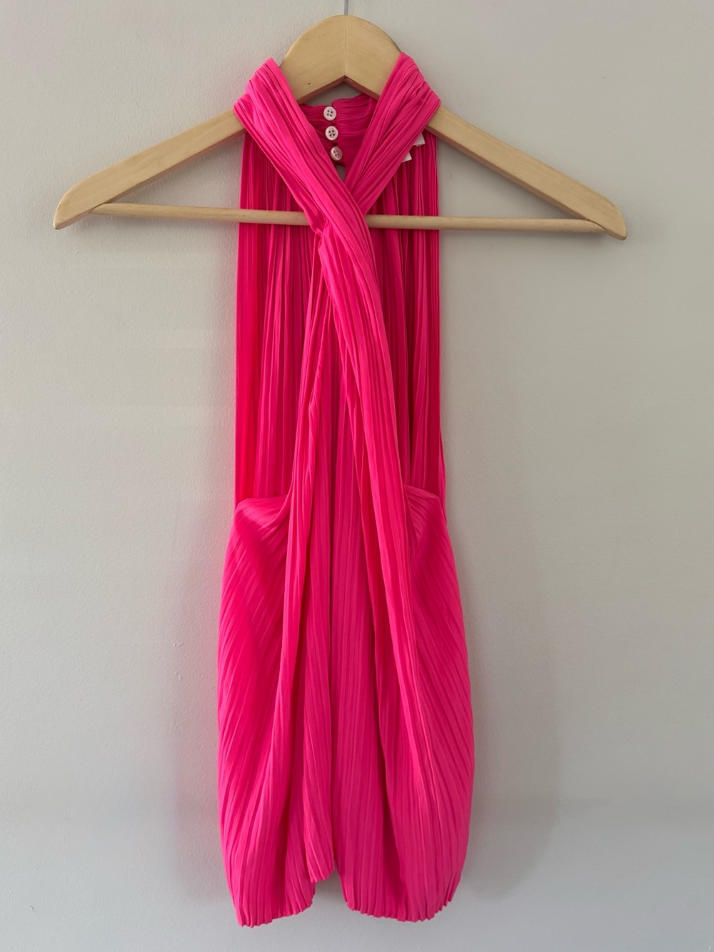 A.L.C. Black Pleated Twist Halter Rio Sleeveless Top Pink Size 4 - Picture 2 of 8